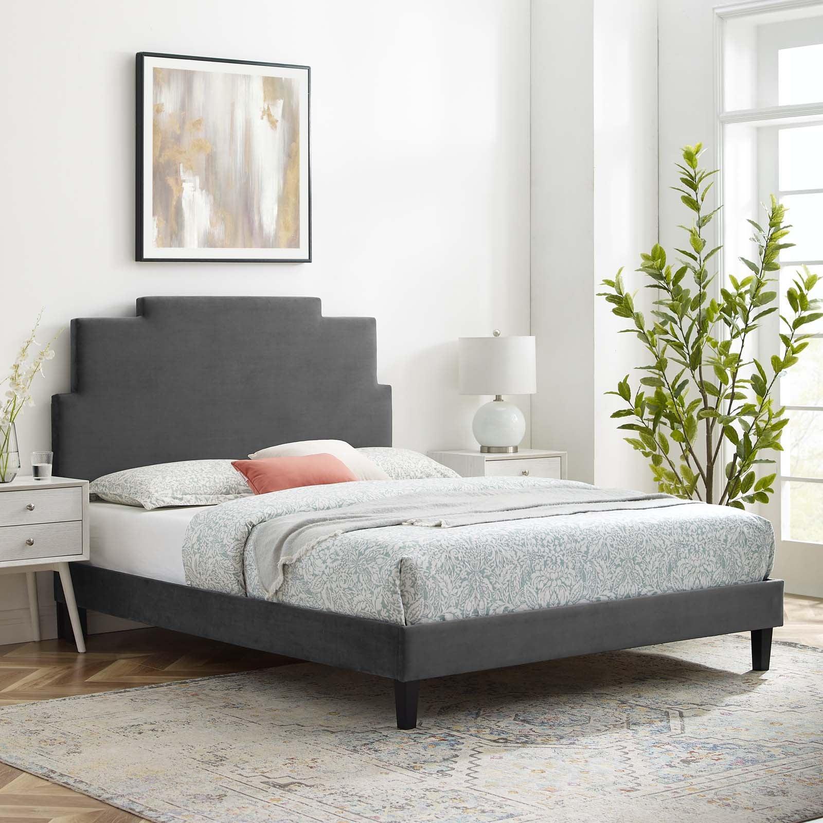 Lindsey Performance Velvet Twin Platform Bed, MOD-6897 FredCo