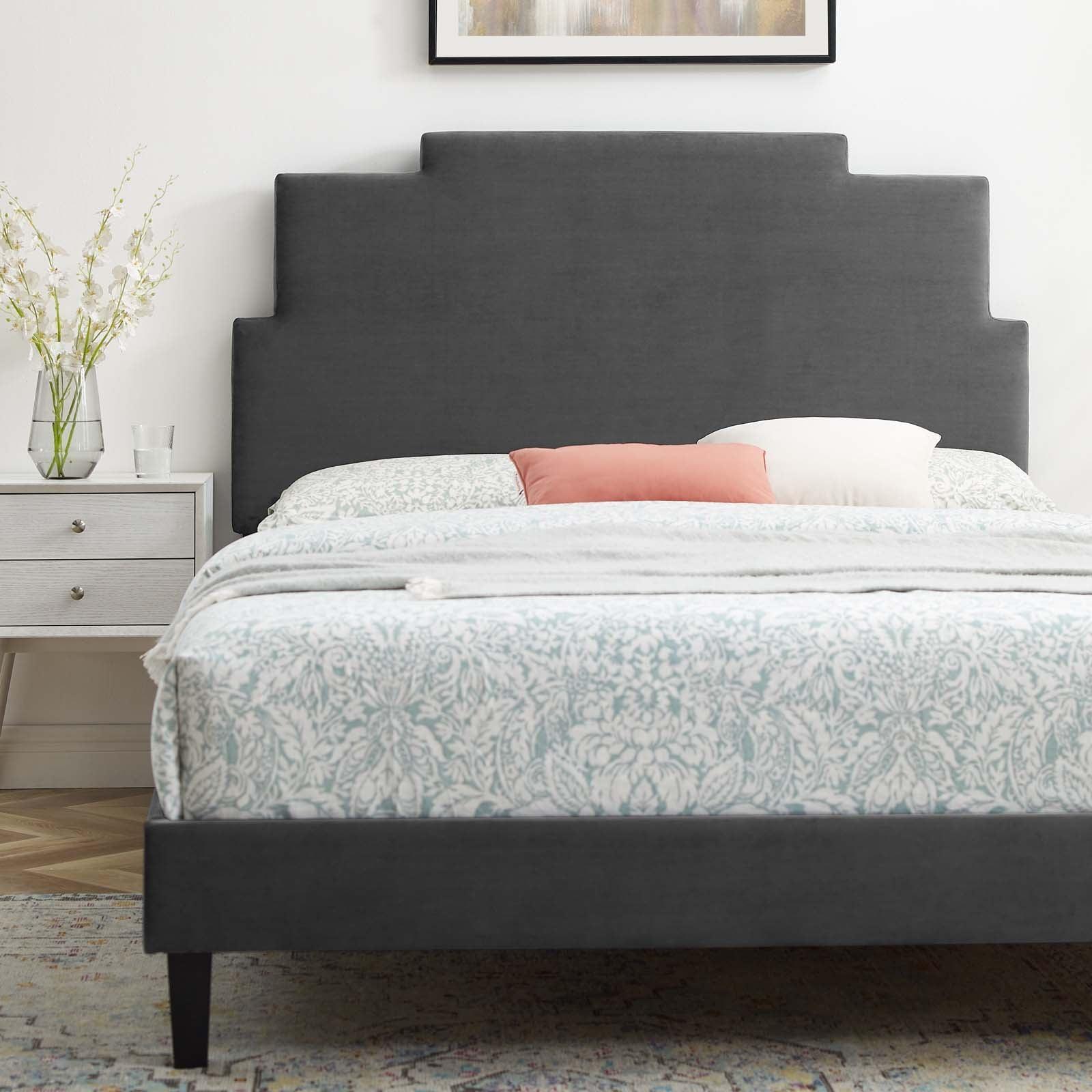 Lindsey Performance Velvet Twin Platform Bed, MOD-6897 FredCo