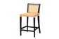 Lingga Modern Bohemian Dark Brown Mahogany Wood and Natural Rattan Counter Stool FredCo