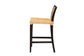Lingga Modern Bohemian Dark Brown Mahogany Wood and Natural Rattan Counter Stool FredCo
