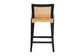 Lingga Modern Bohemian Dark Brown Mahogany Wood and Natural Rattan Counter Stool FredCo