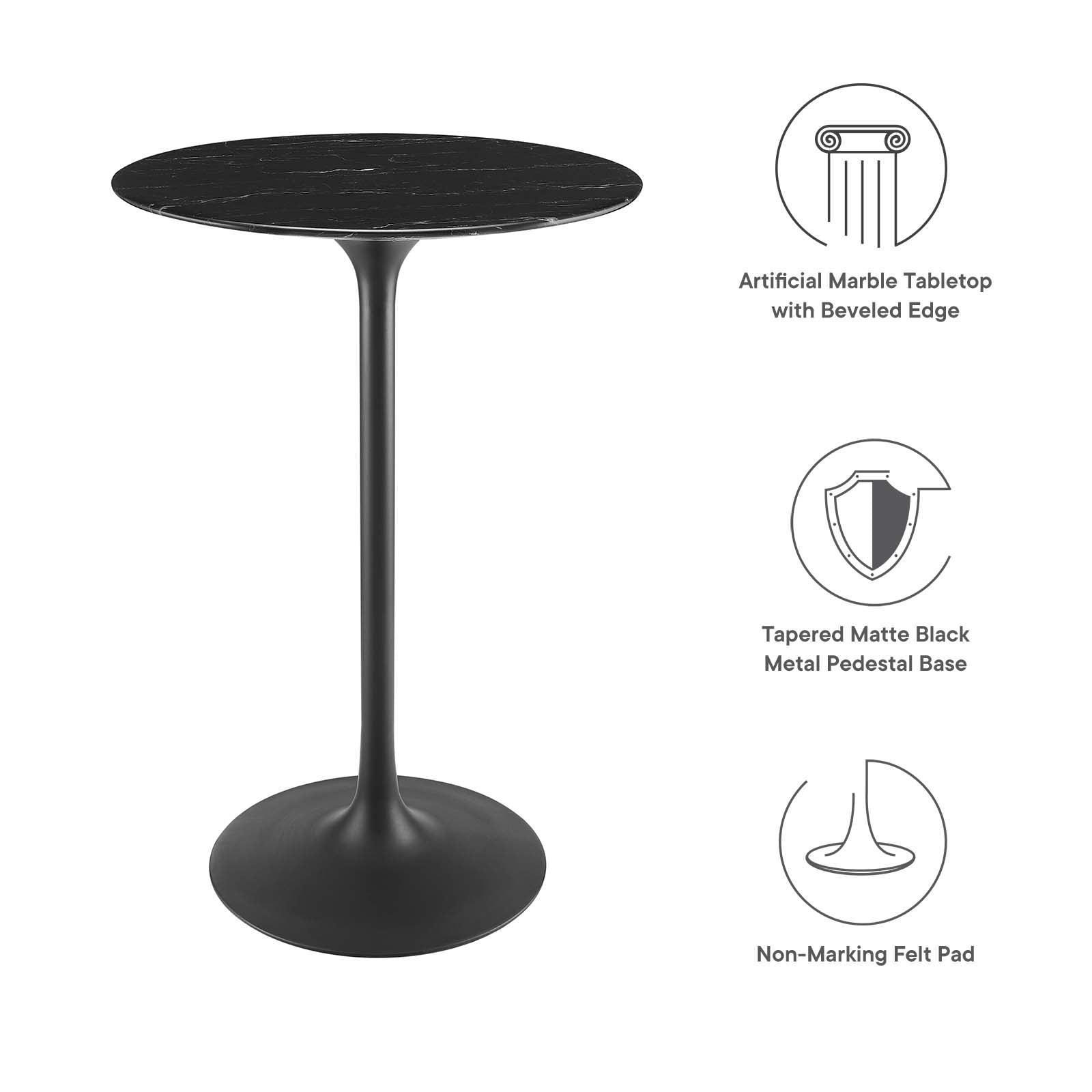 Lippa 28" Round Artificial Marble Bar Table, EEI-4892 FredCo