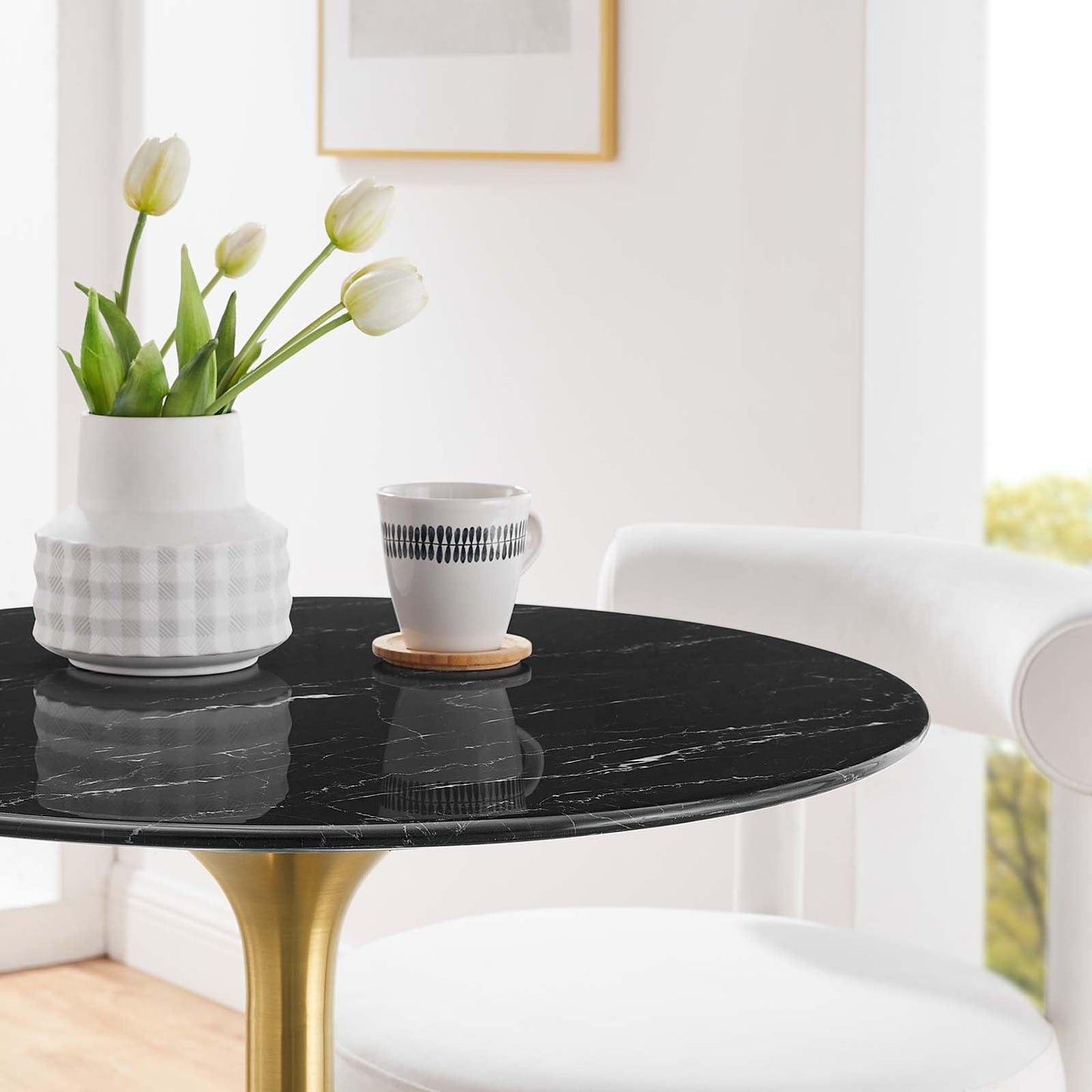 Lippa 28" Round Artificial Marble Dining Table, EEI-5224 FredCo