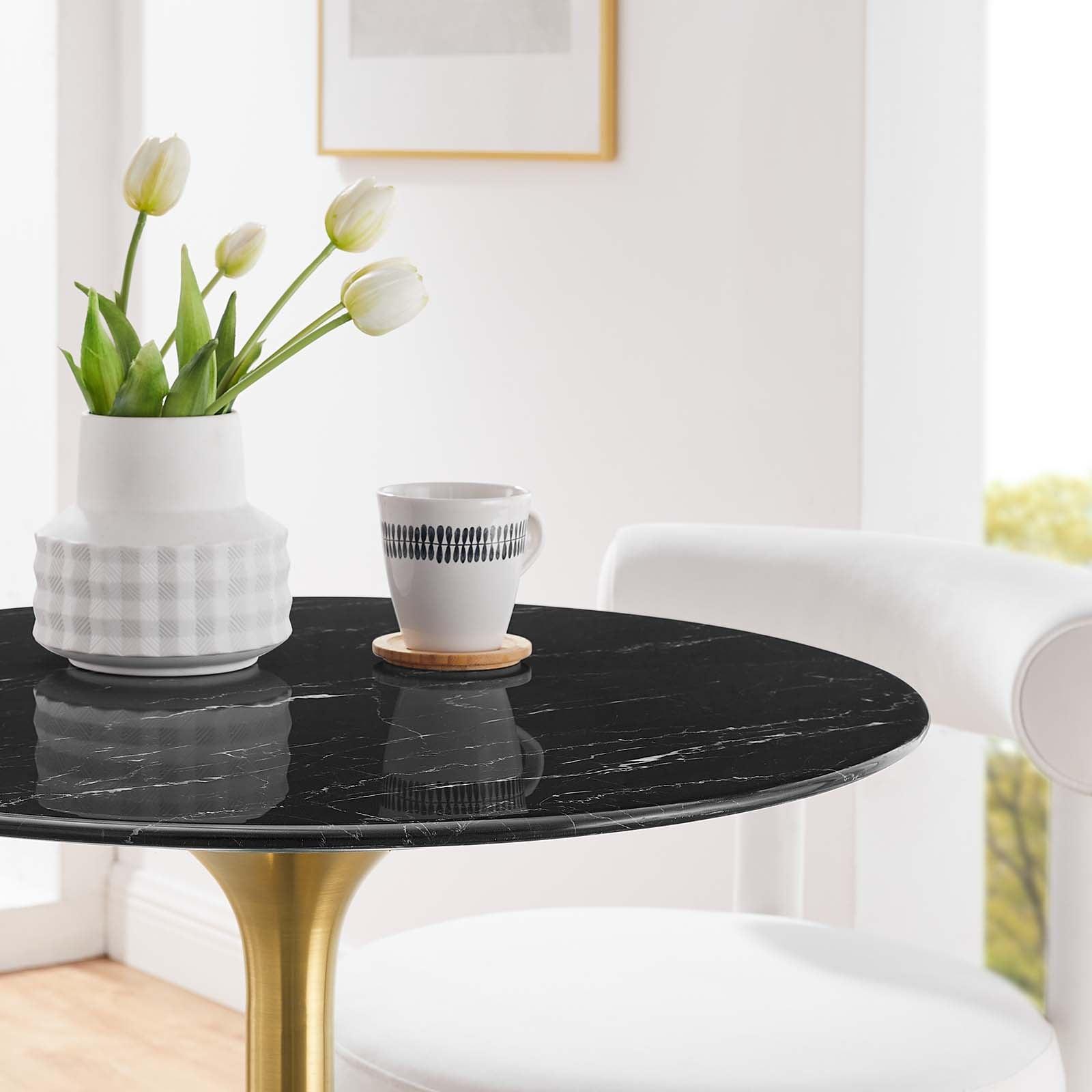 Lippa 28" Round Artificial Marble Dining Table, EEI-5224 FredCo