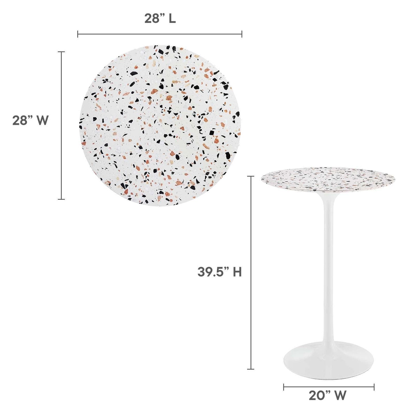 Lippa 28" Round Terrazzo Bar Table, EEI-5707 FredCo