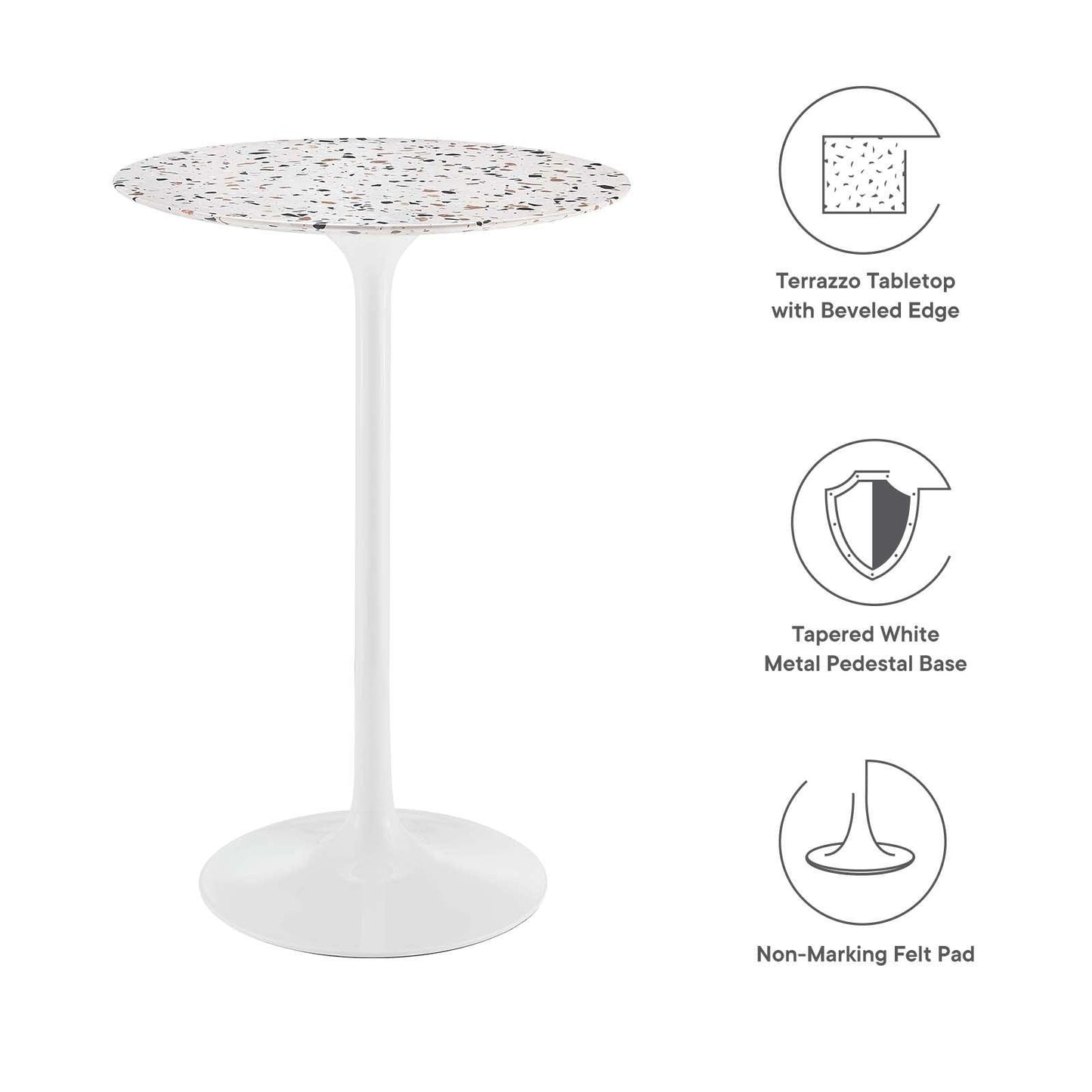 Lippa 28" Round Terrazzo Bar Table, EEI-5707 FredCo