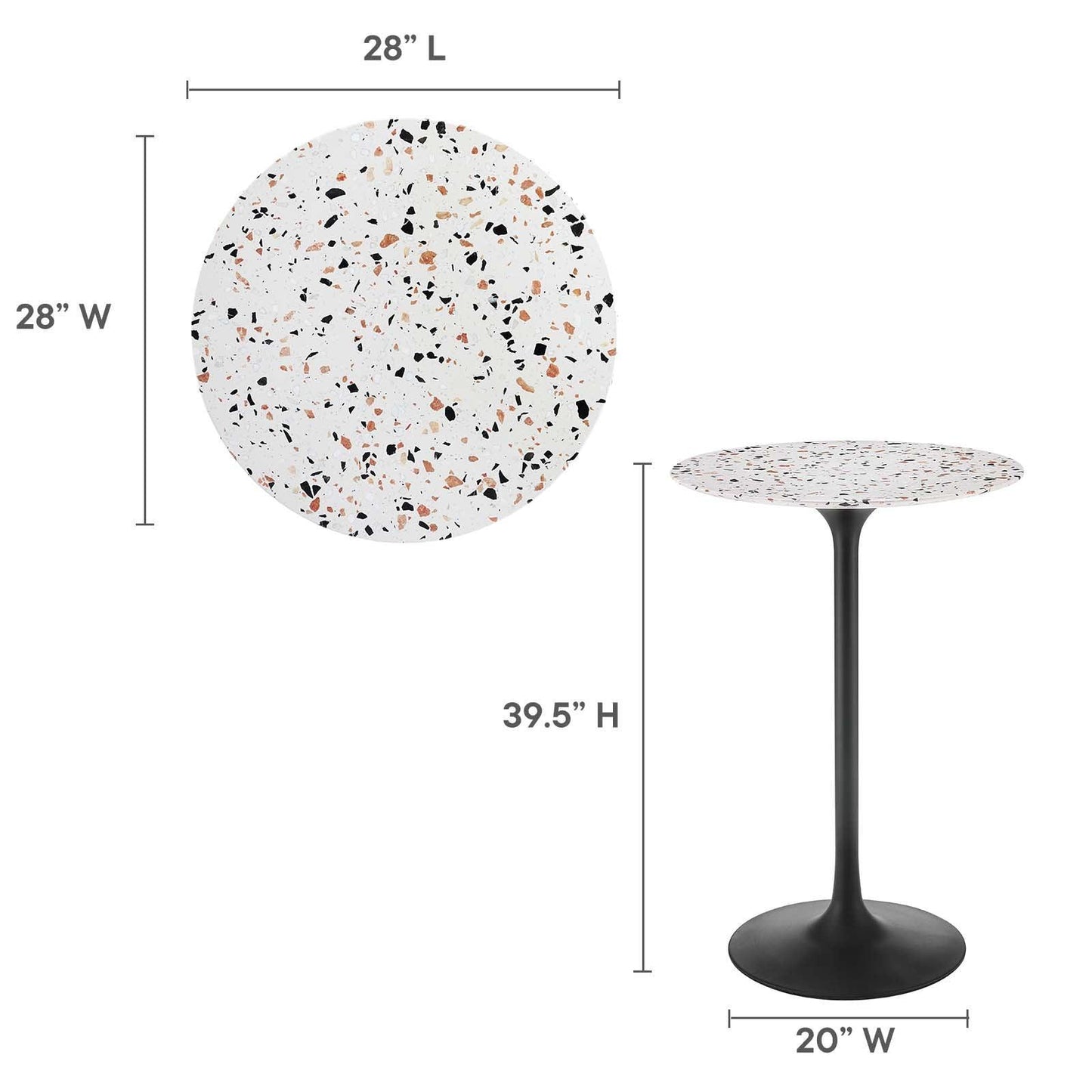 Lippa 28" Round Terrazzo Bar Table, EEI-5709 FredCo