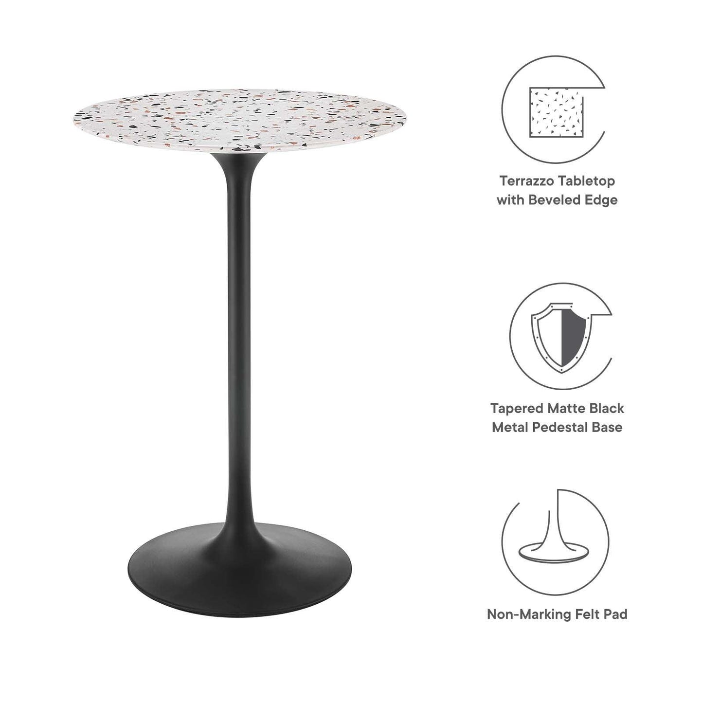 Lippa 28" Round Terrazzo Bar Table, EEI-5709 FredCo