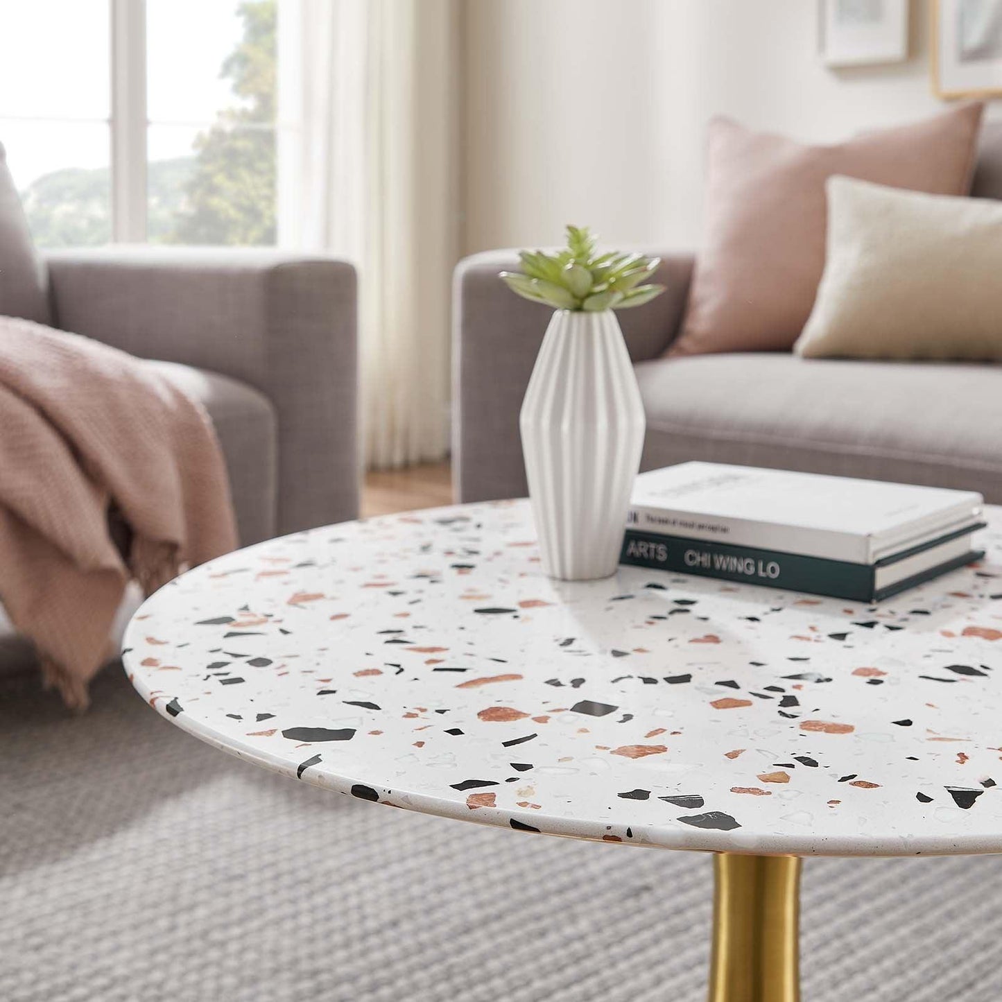 Lippa 28" Round Terrazzo Coffee Table, EEI-5711 FredCo