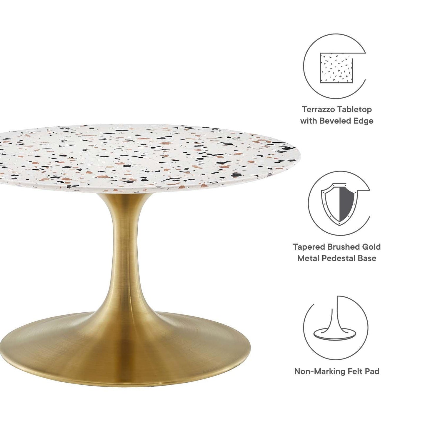 Lippa 28" Round Terrazzo Coffee Table, EEI-5711 FredCo