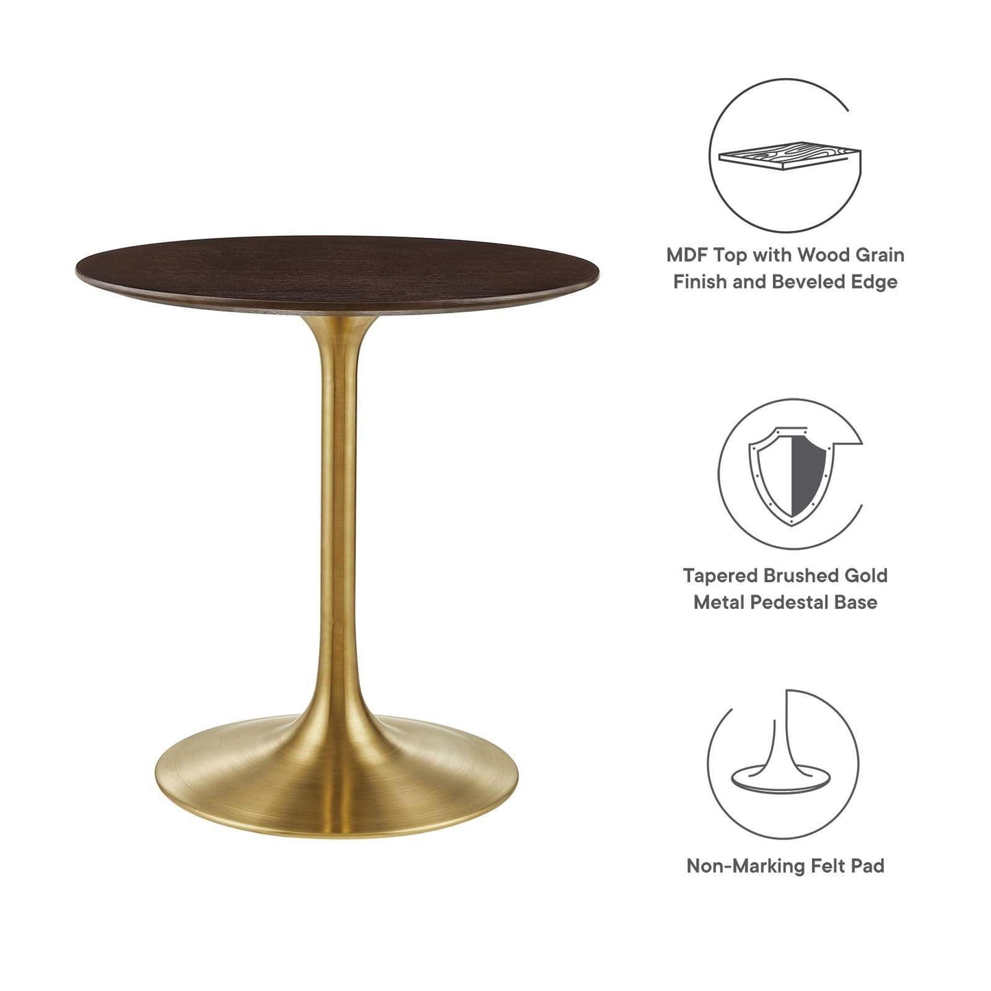 Lippa 28" Round Wood Dining Table, EEI-5212 FredCo