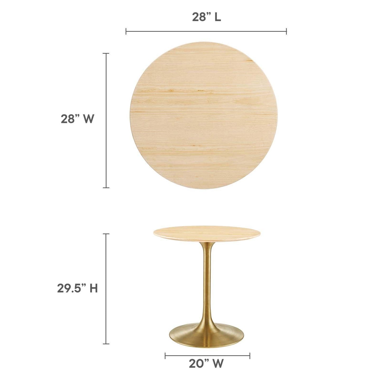 Lippa 28" Round Wood Dining Table, EEI-5213 FredCo