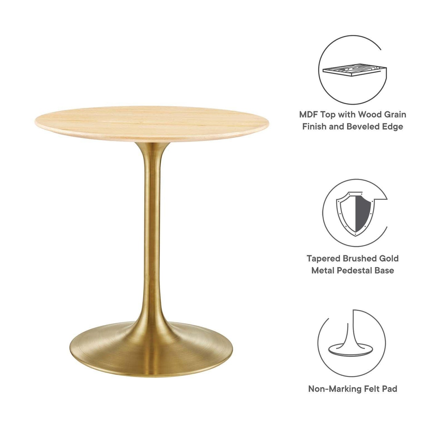 Lippa 28" Round Wood Dining Table, EEI-5213 FredCo