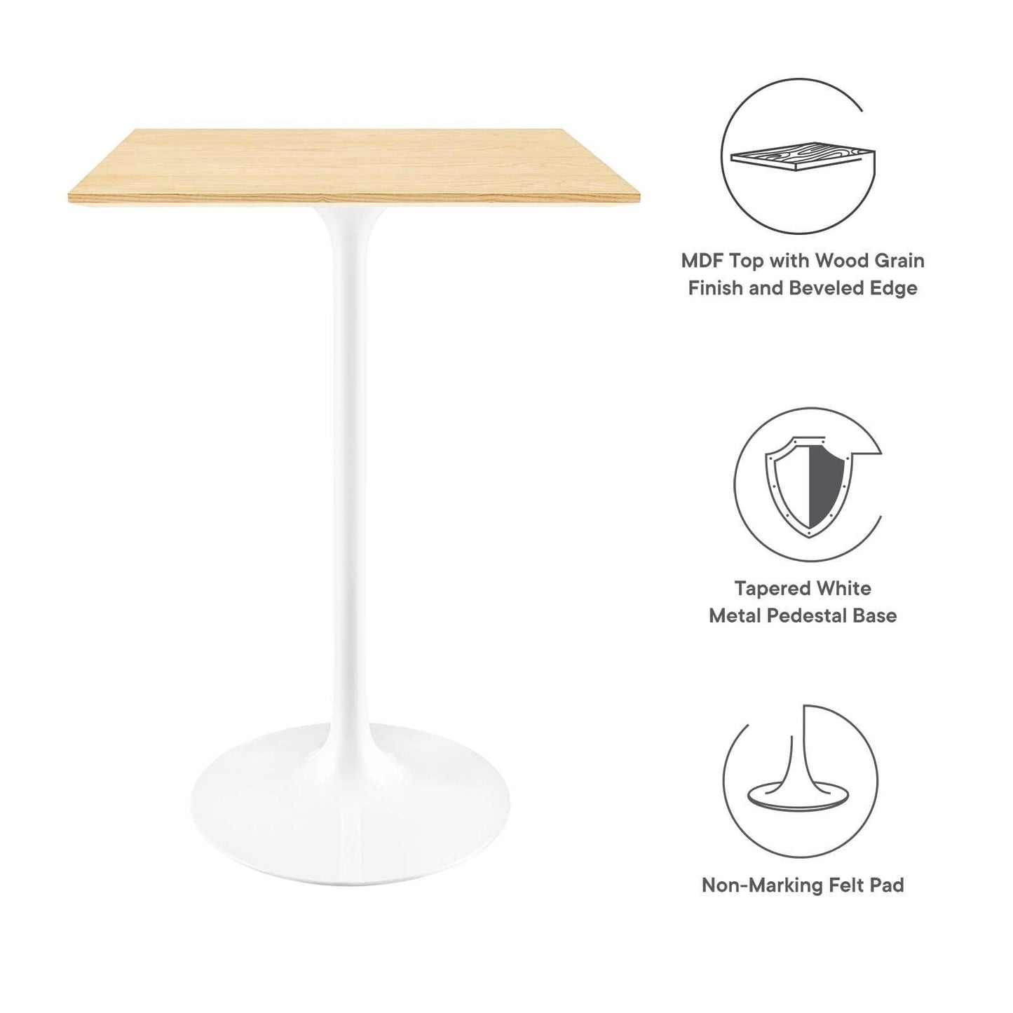 Lippa 28" Square Bar Table, EEI-5202 FredCo