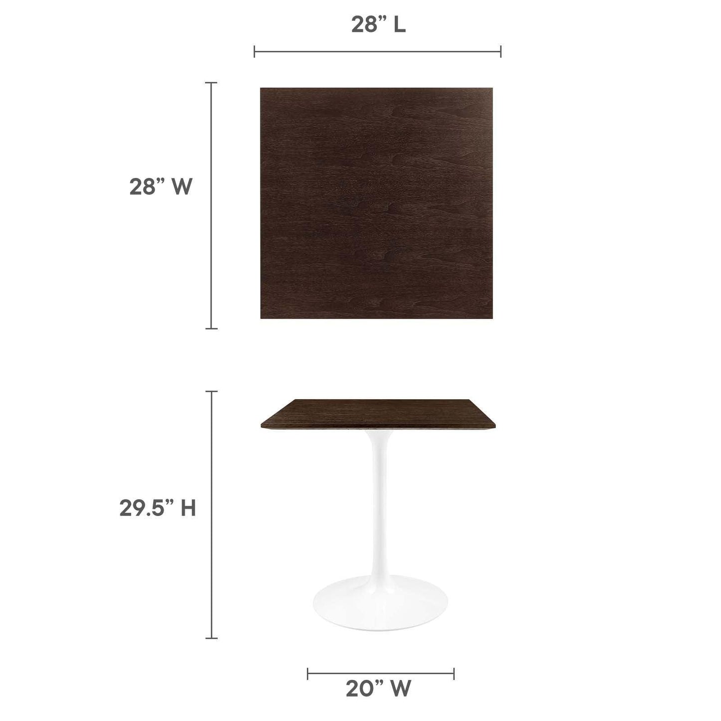 Lippa 28" Square Dining Table, EEI-5163 FredCo