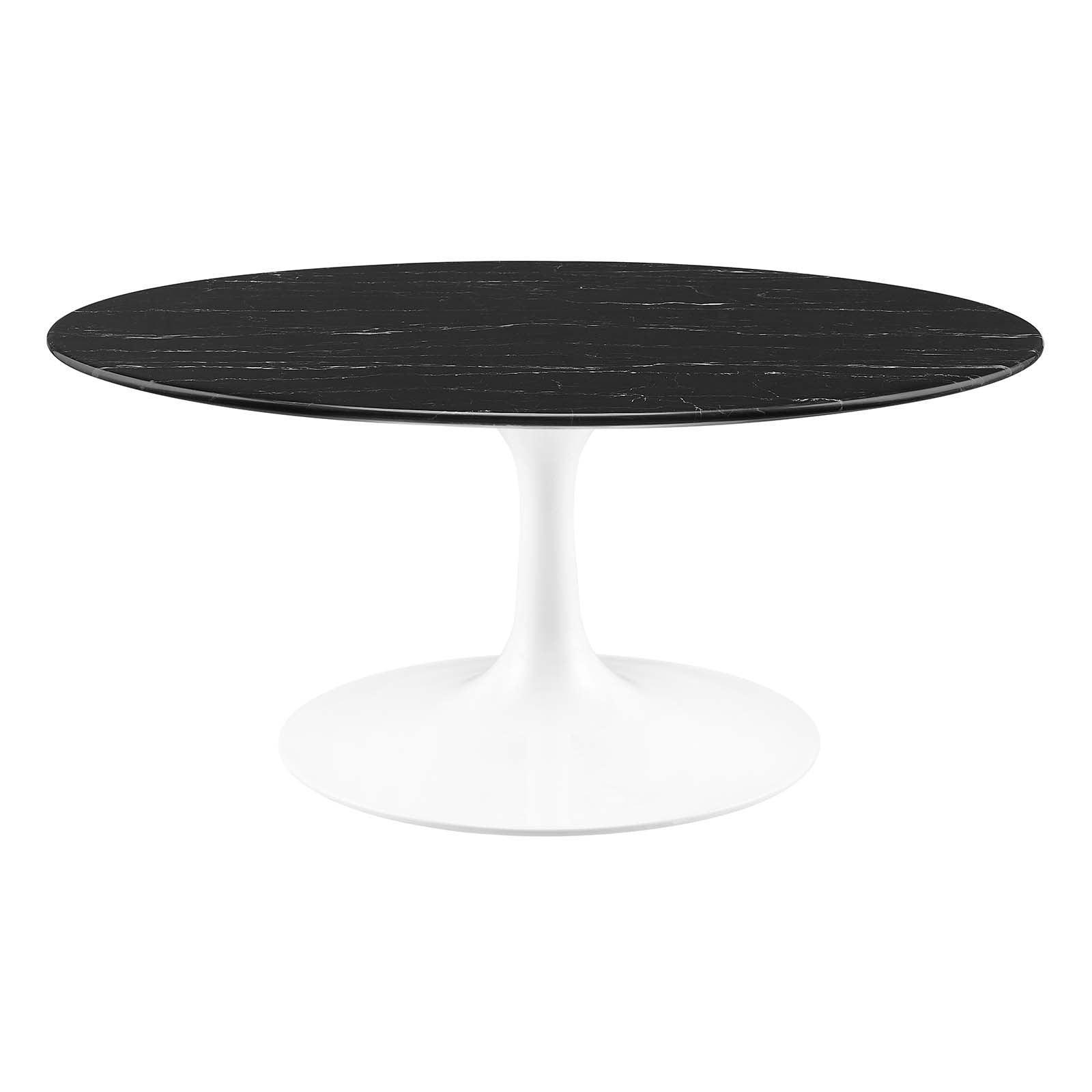 Lippa 36" Round Artificial Marble Coffee Table, EEI-5191 FredCo
