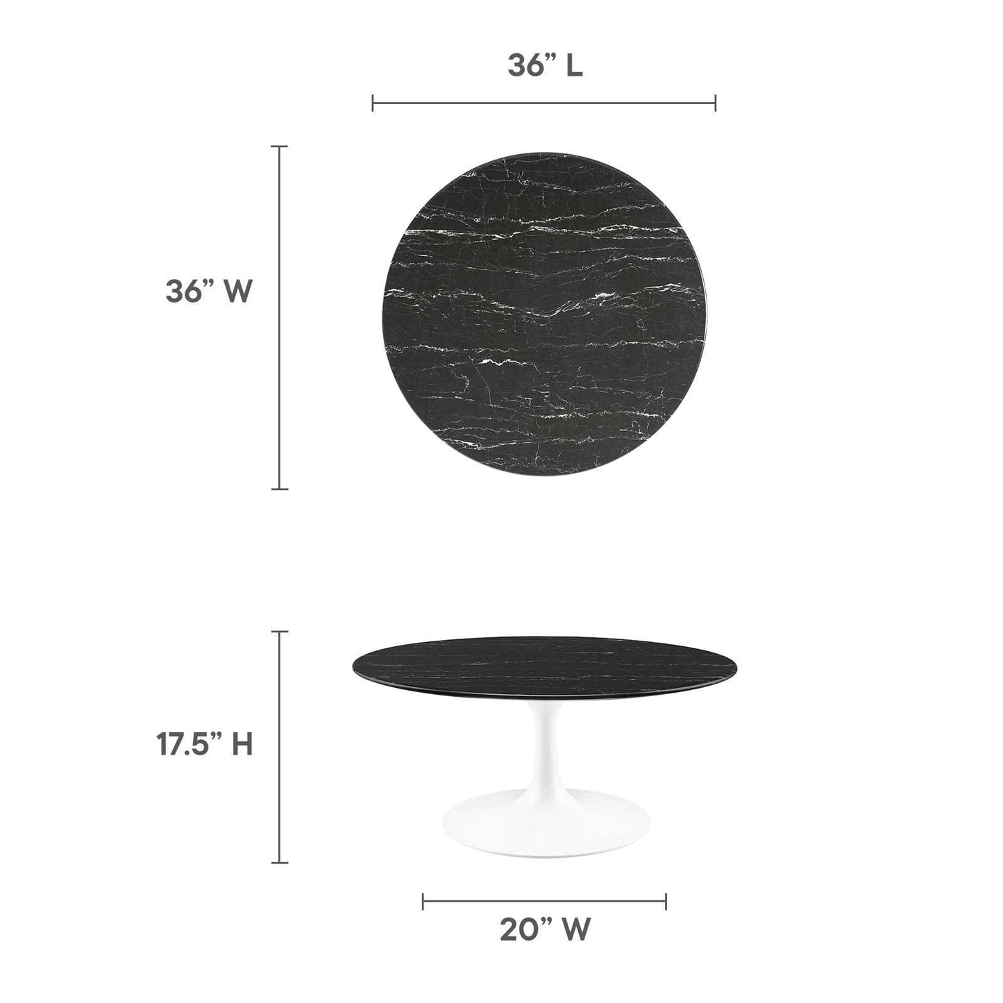 Lippa 36" Round Artificial Marble Coffee Table, EEI-5191 FredCo