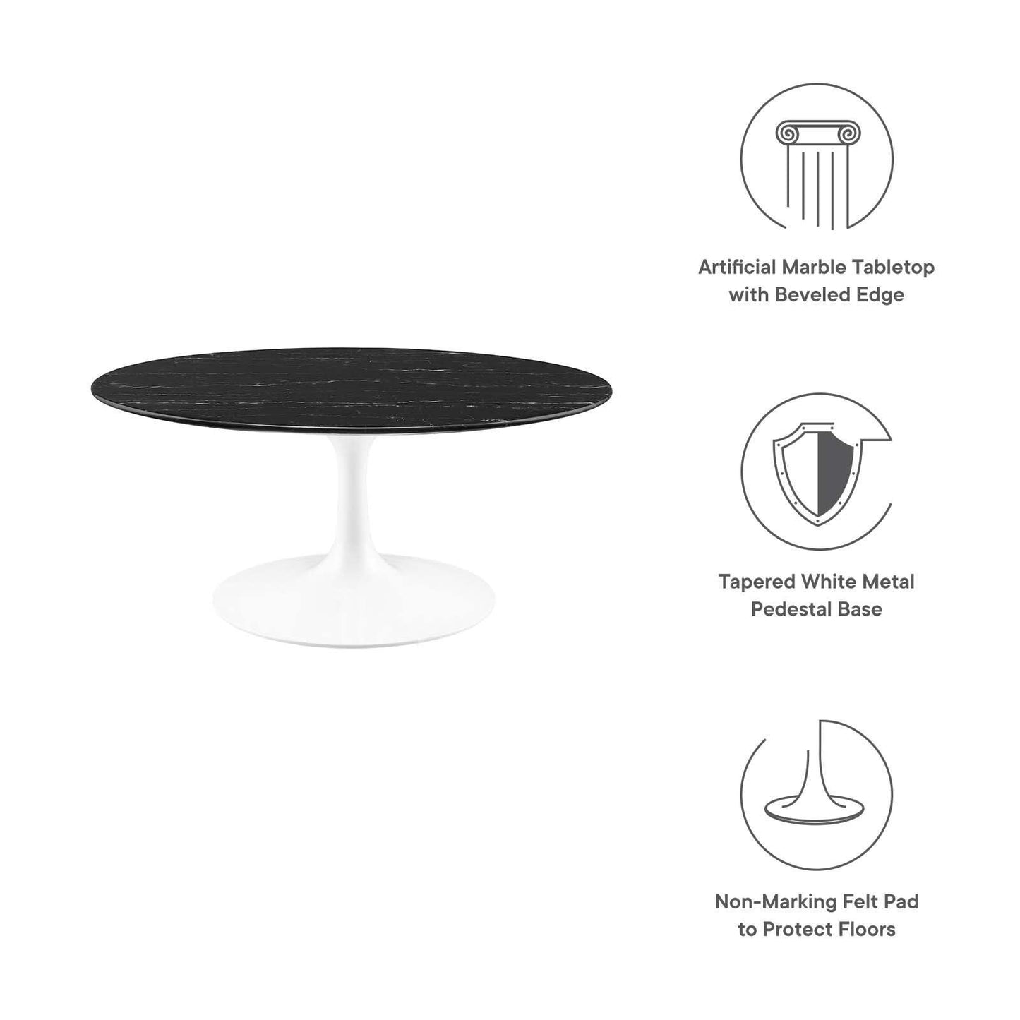 Lippa 36" Round Artificial Marble Coffee Table, EEI-5191 FredCo