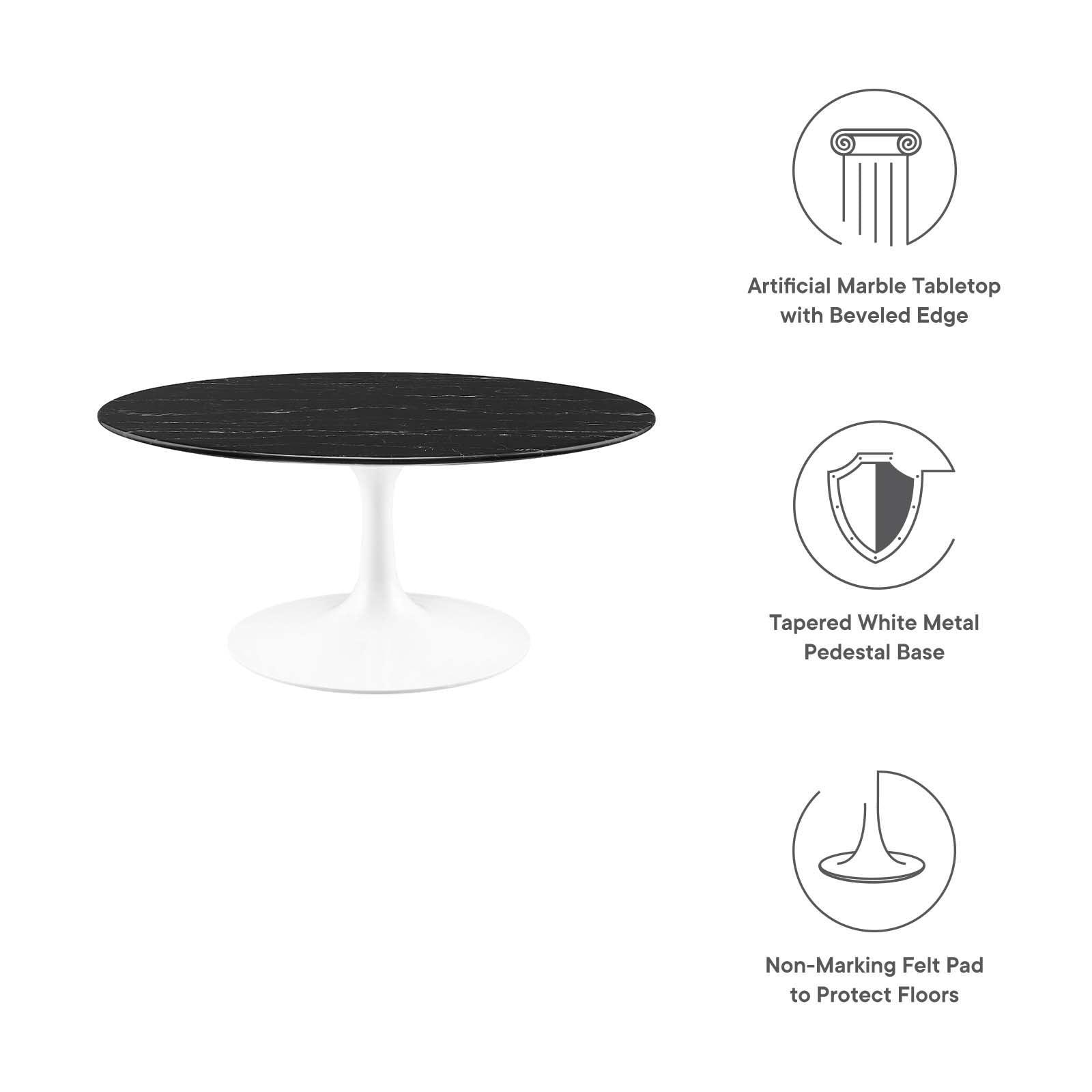 Lippa 36" Round Artificial Marble Coffee Table, EEI-5191 FredCo