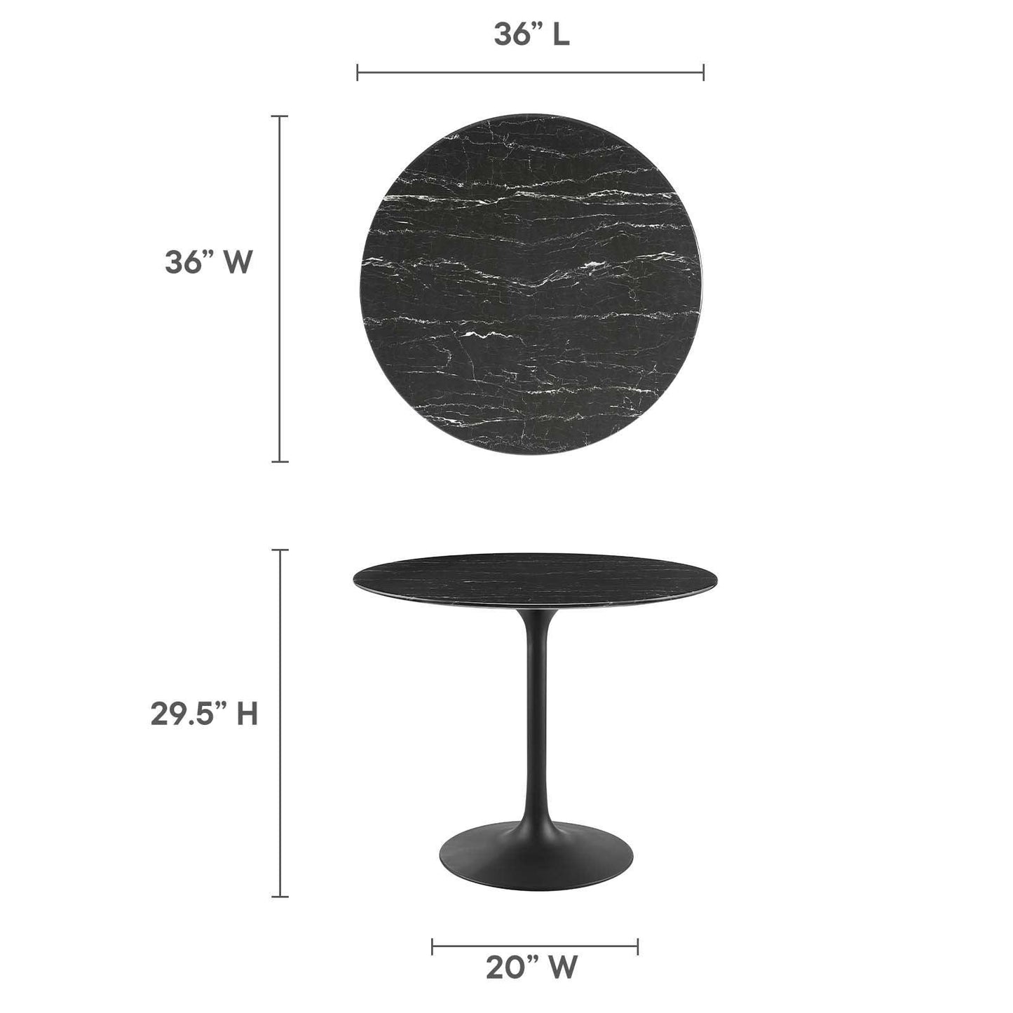 Lippa 36" Round Artificial Marble Dining Table, EEI-4868 FredCo