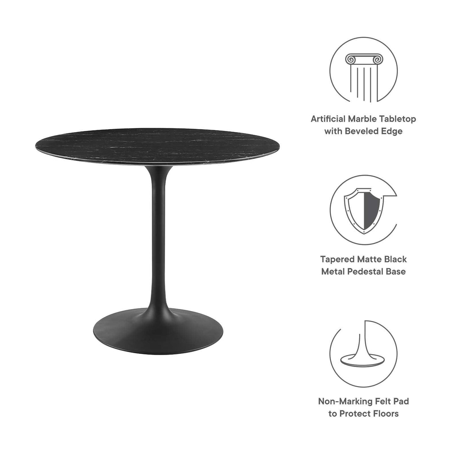 Lippa 36" Round Artificial Marble Dining Table, EEI-4868 FredCo
