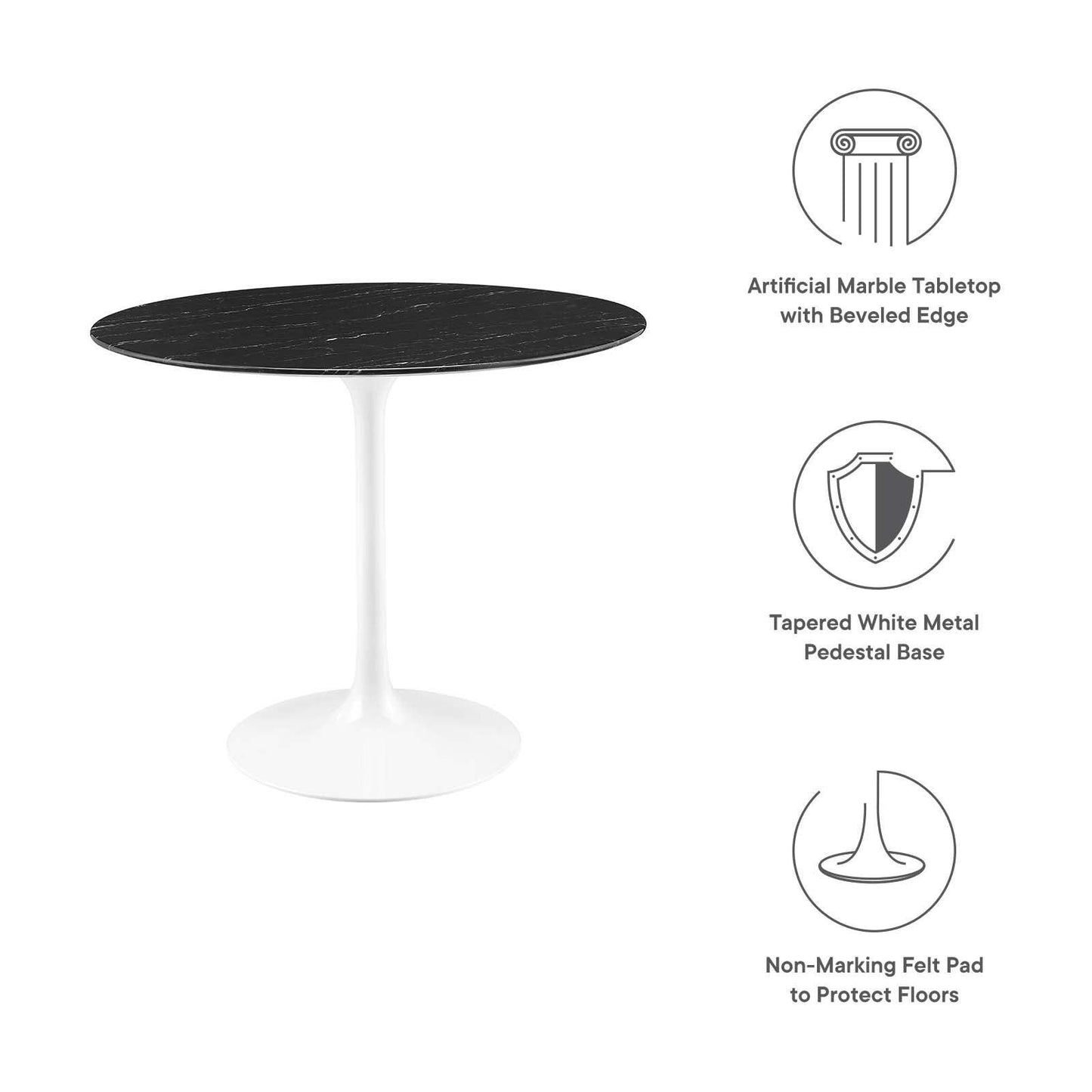 Lippa 36" Round Artificial Marble Dining Table, EEI-5168 FredCo