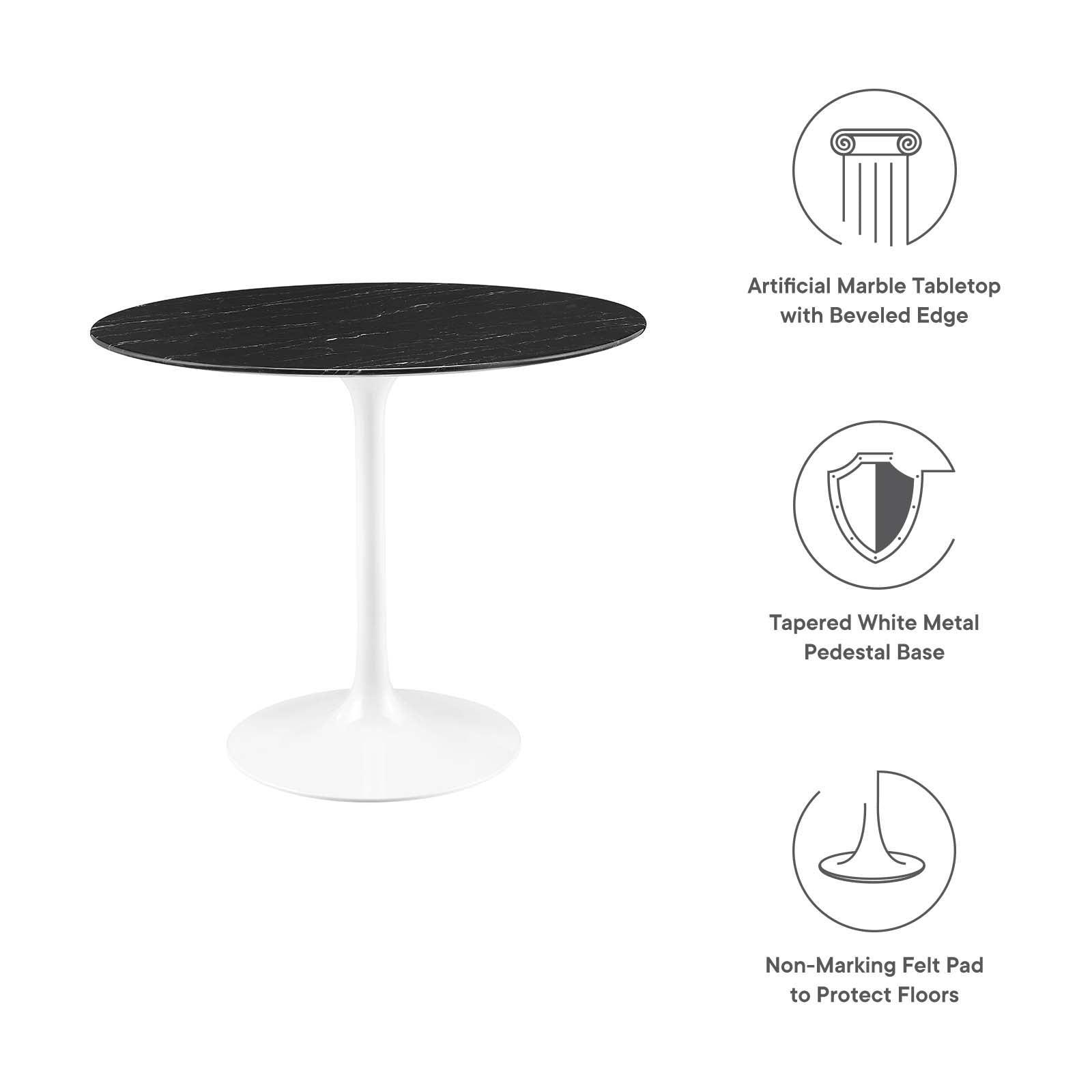 Lippa 36" Round Artificial Marble Dining Table, EEI-5168 FredCo