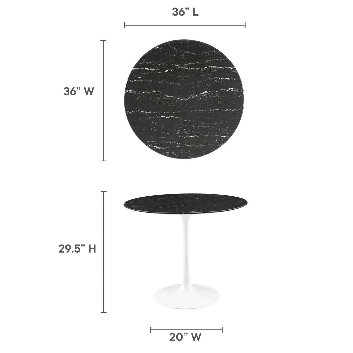 Lippa 36" Round Artificial Marble Dining Table, EEI-5168 FredCo