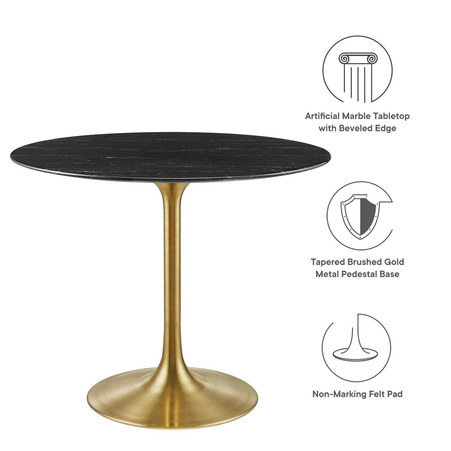 Lippa 36" Round Artificial Marble Dining Table, EEI-5225 FredCo