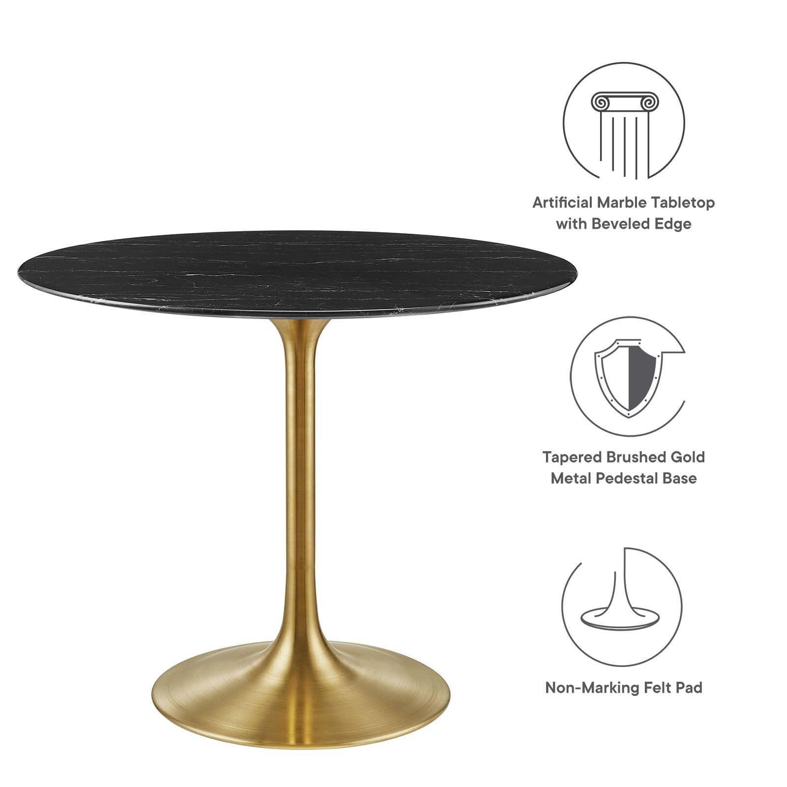 Lippa 36" Round Artificial Marble Dining Table, EEI-5225 FredCo