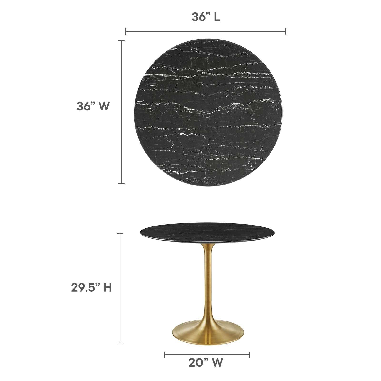 Lippa 36" Round Artificial Marble Dining Table, EEI-5225 FredCo
