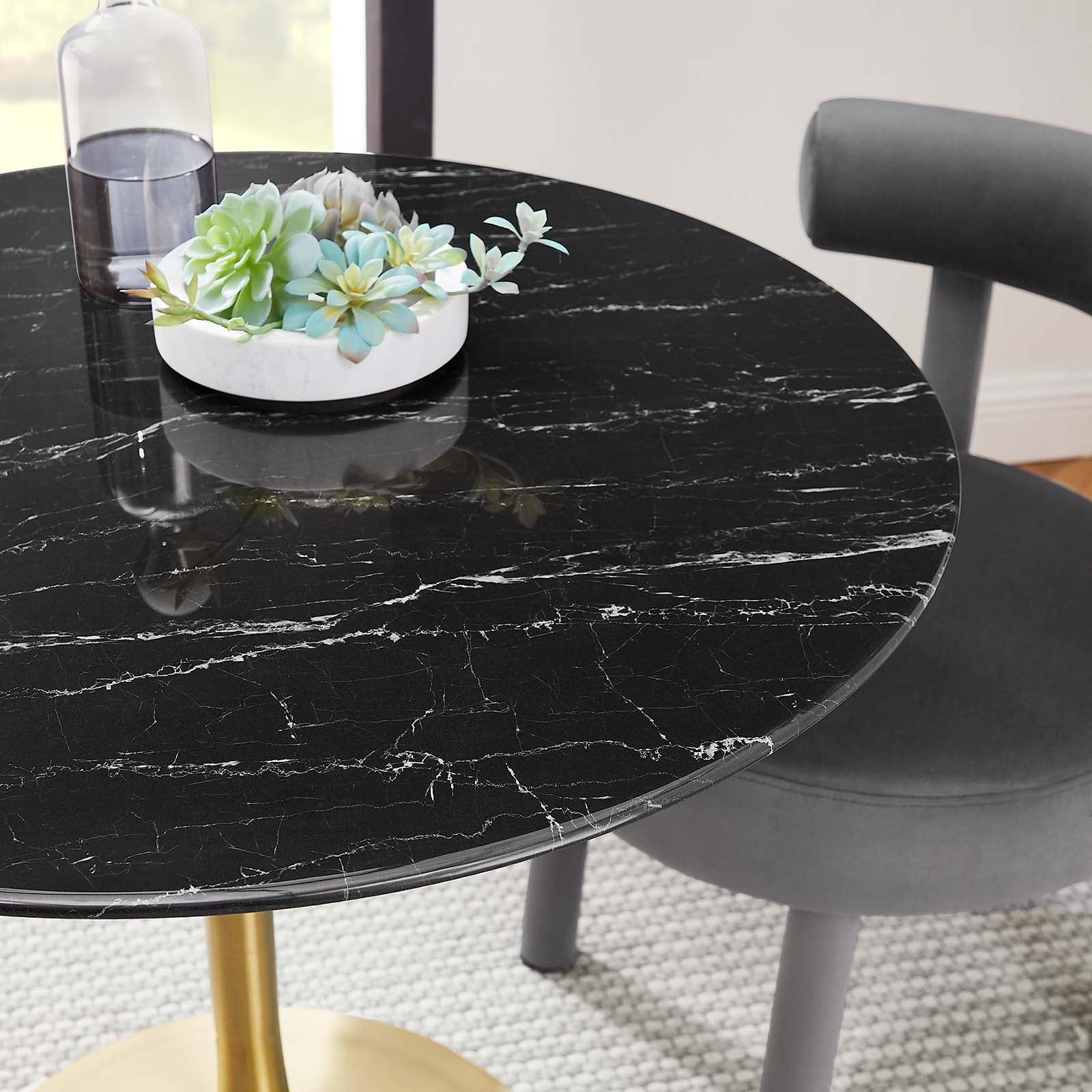 Lippa 36" Round Artificial Marble Dining Table, EEI-5225 FredCo