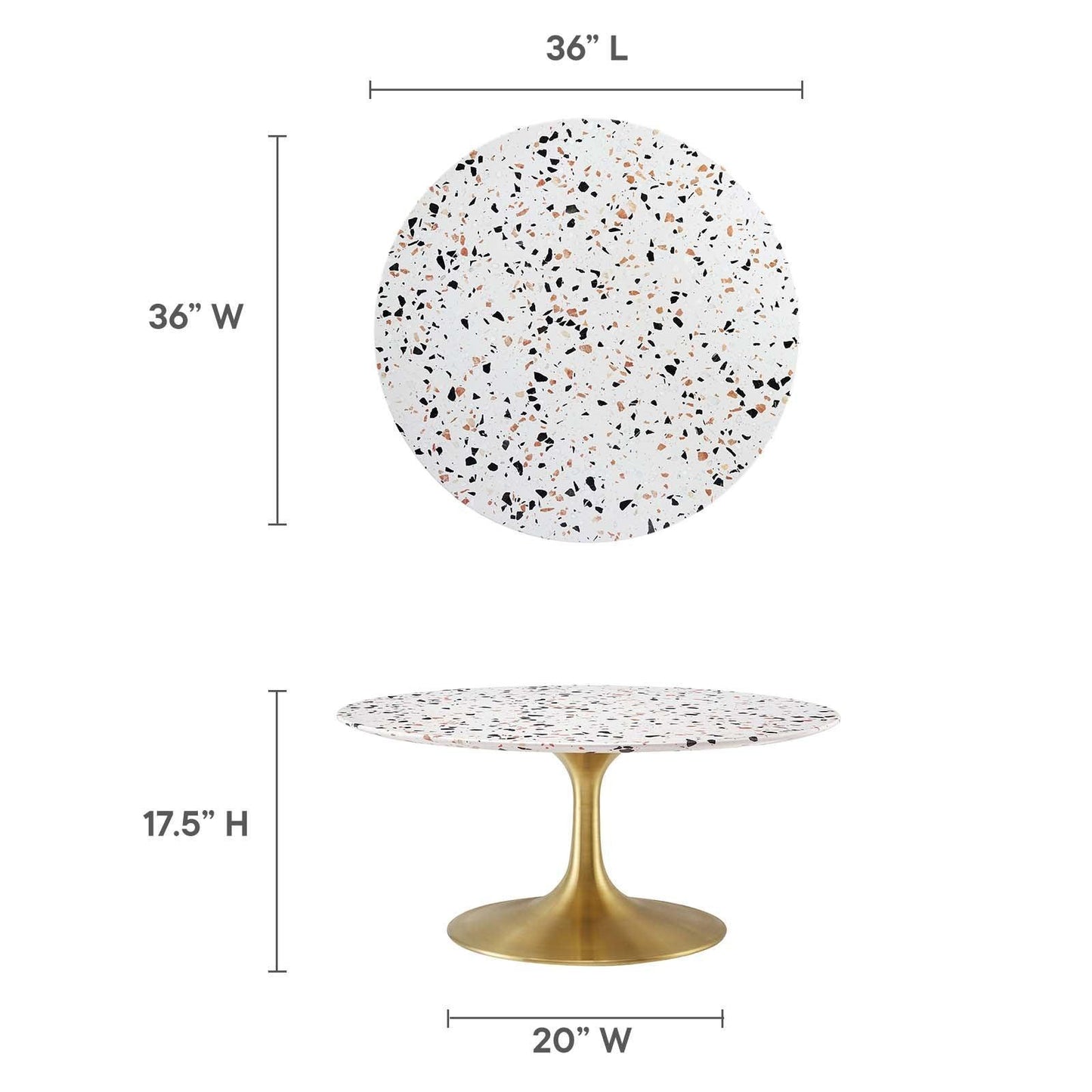 Lippa 36" Round Terrazzo Coffee Table, EEI-5720 FredCo
