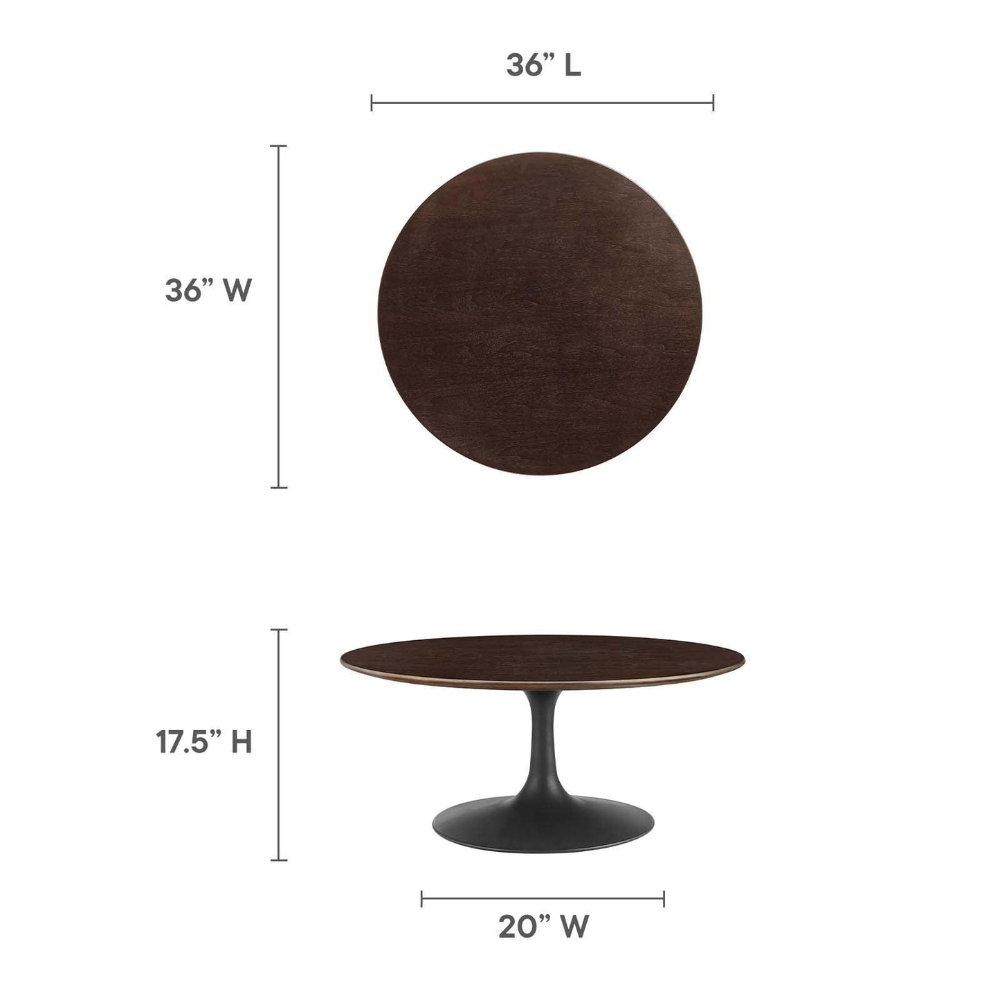 Lippa 36" Round Wood Coffee Table, EEI-4882 FredCo