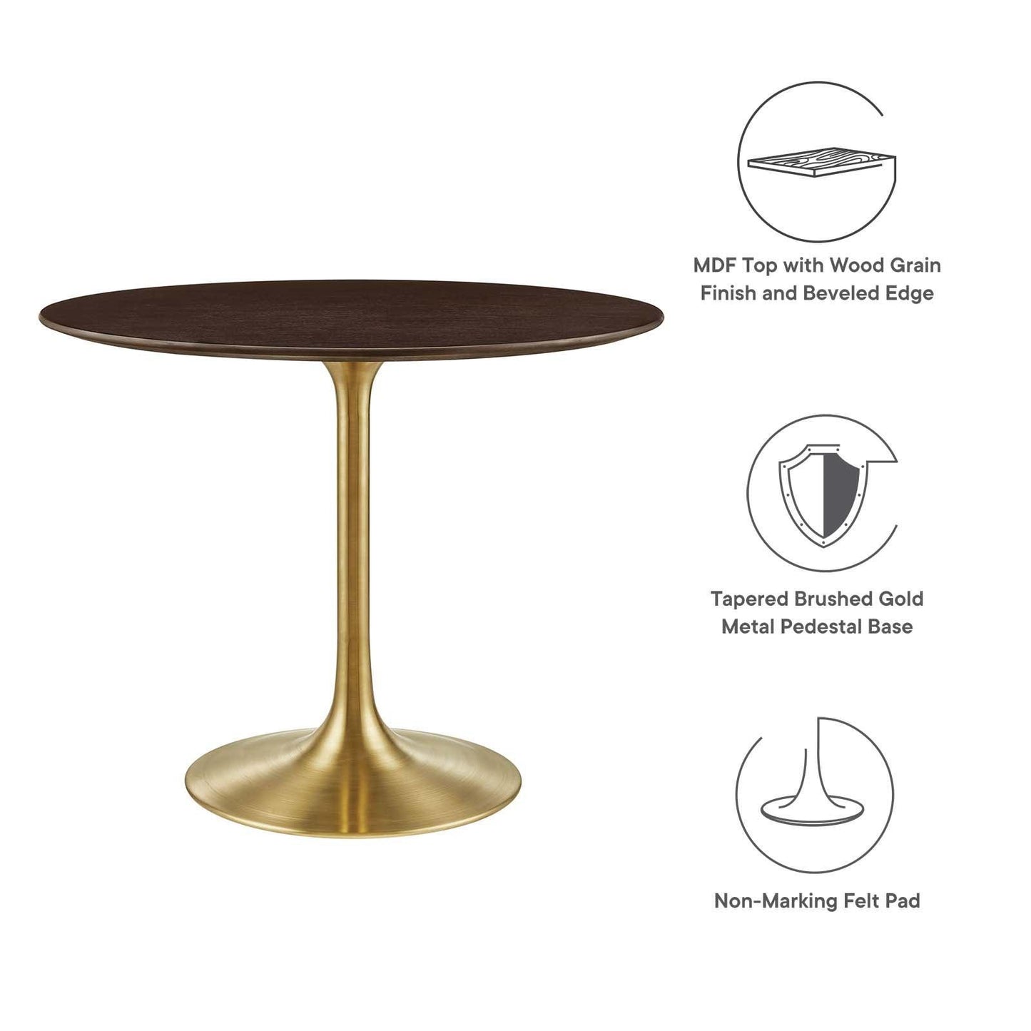 Lippa 36" Round Wood Dining Table, EEI-5214 FredCo