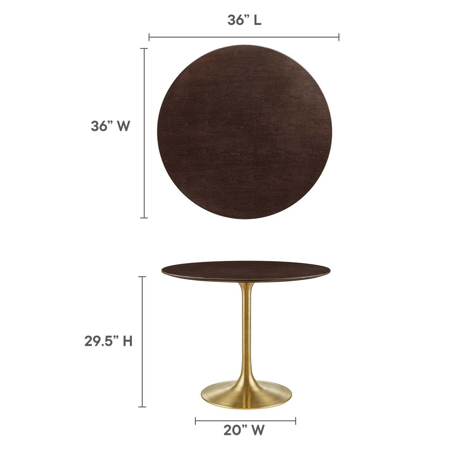 Lippa 36" Round Wood Dining Table, EEI-5214 FredCo