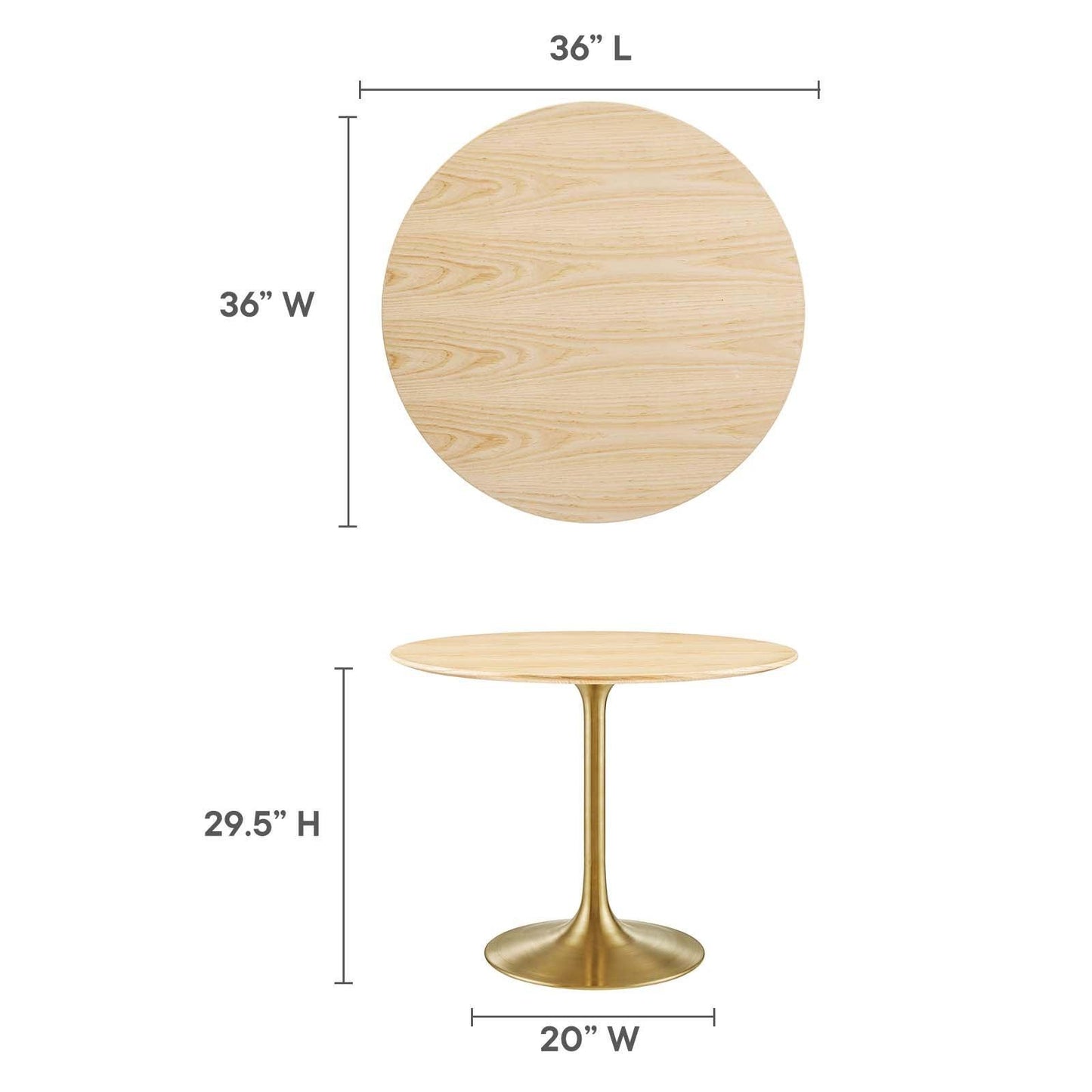 Lippa 36" Round Wood Dining Table, EEI-5215 FredCo