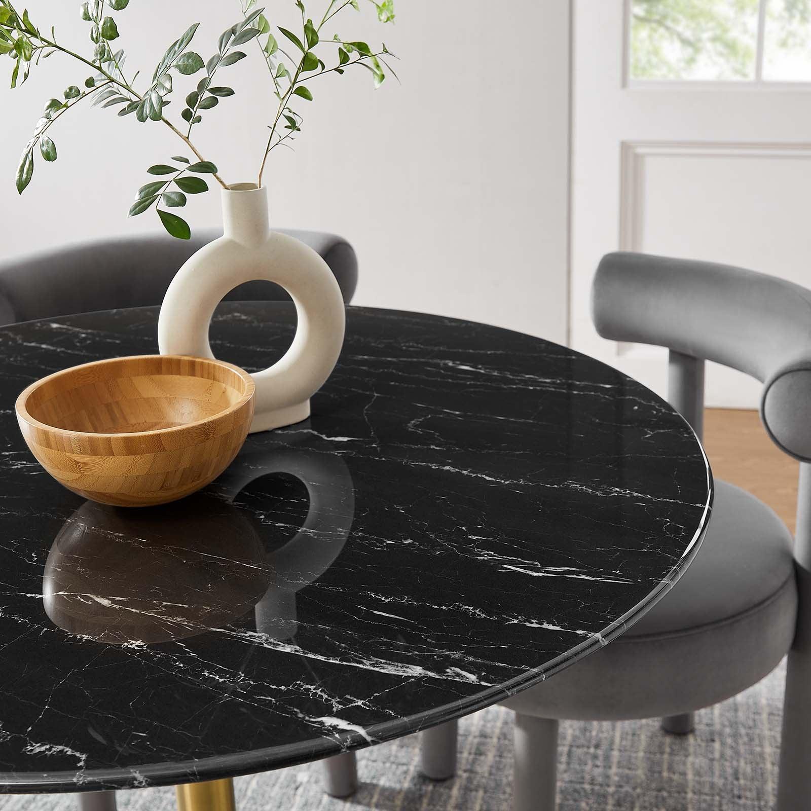 Lippa 40" Round Artificial Marble Dining Table, EEI-5238 FredCo