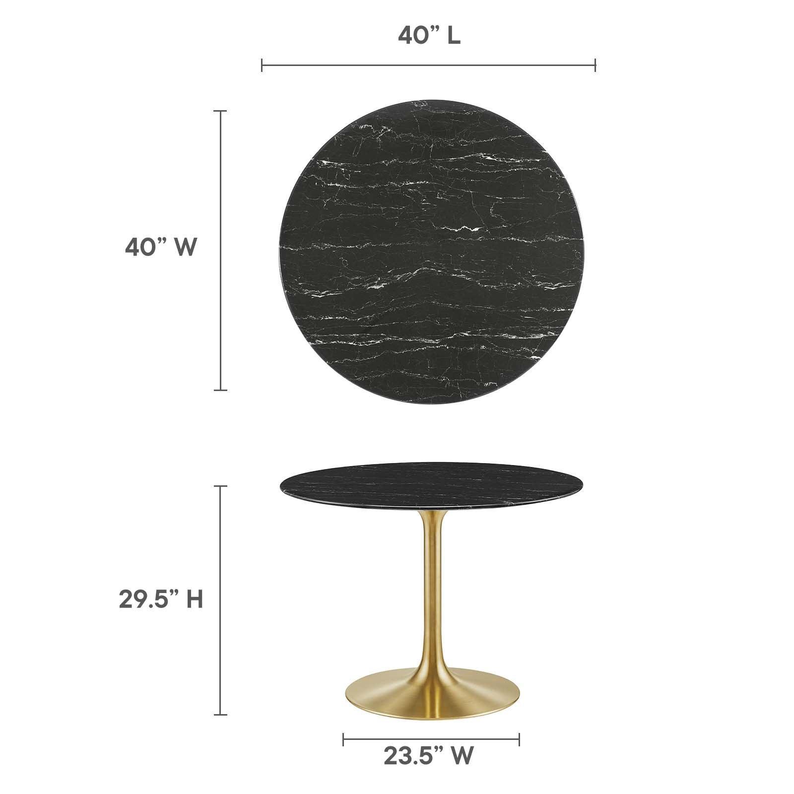 Lippa 40" Round Artificial Marble Dining Table, EEI-5238 FredCo