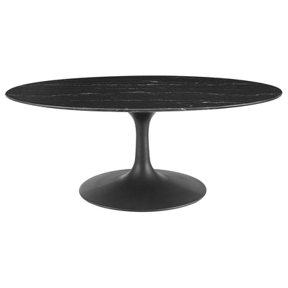 Lippa 42" Oval Artificial Marble Coffee Table, EEI-4885 FredCo