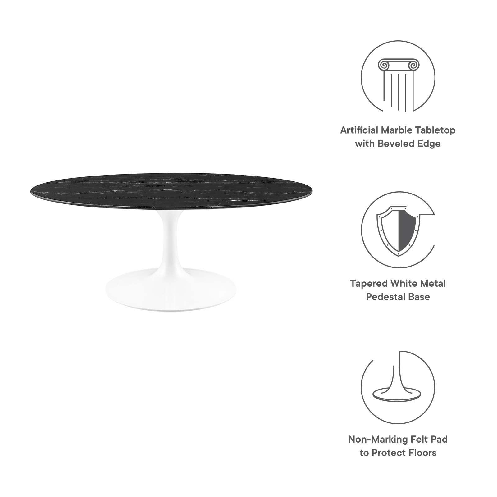 Lippa 42" Oval Artificial Marble Coffee Table, EEI-5192 FredCo