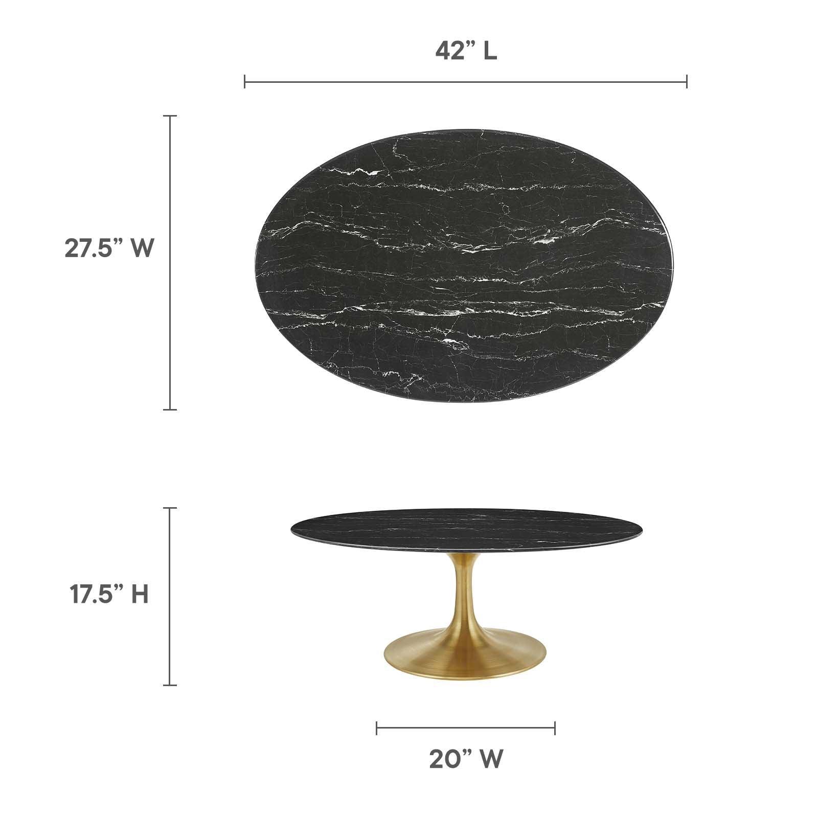Lippa 42" Oval Artificial Marble Coffee Table, EEI-5522 FredCo