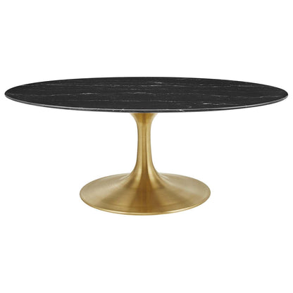 Lippa 42" Oval Artificial Marble Coffee Table, EEI-5522 FredCo