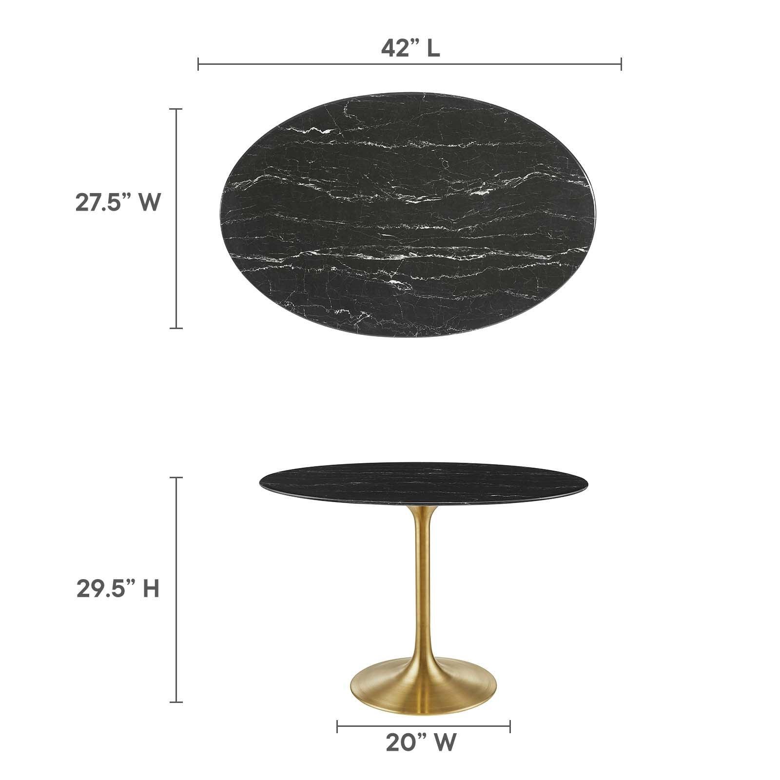 Lippa 42" Oval Artificial Marble Dining Table, EEI-5226 FredCo