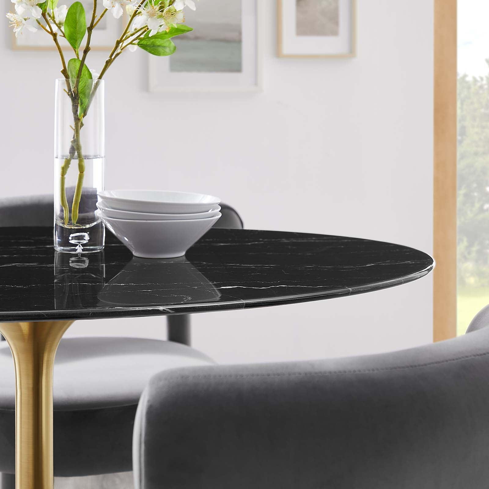 Lippa 42" Oval Artificial Marble Dining Table, EEI-5226 FredCo