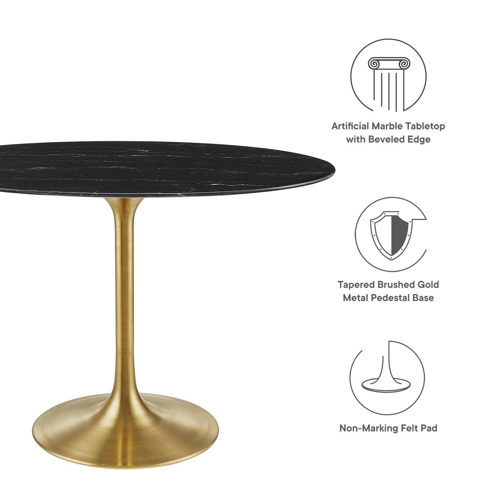 Lippa 42" Oval Artificial Marble Dining Table, EEI-5226 FredCo