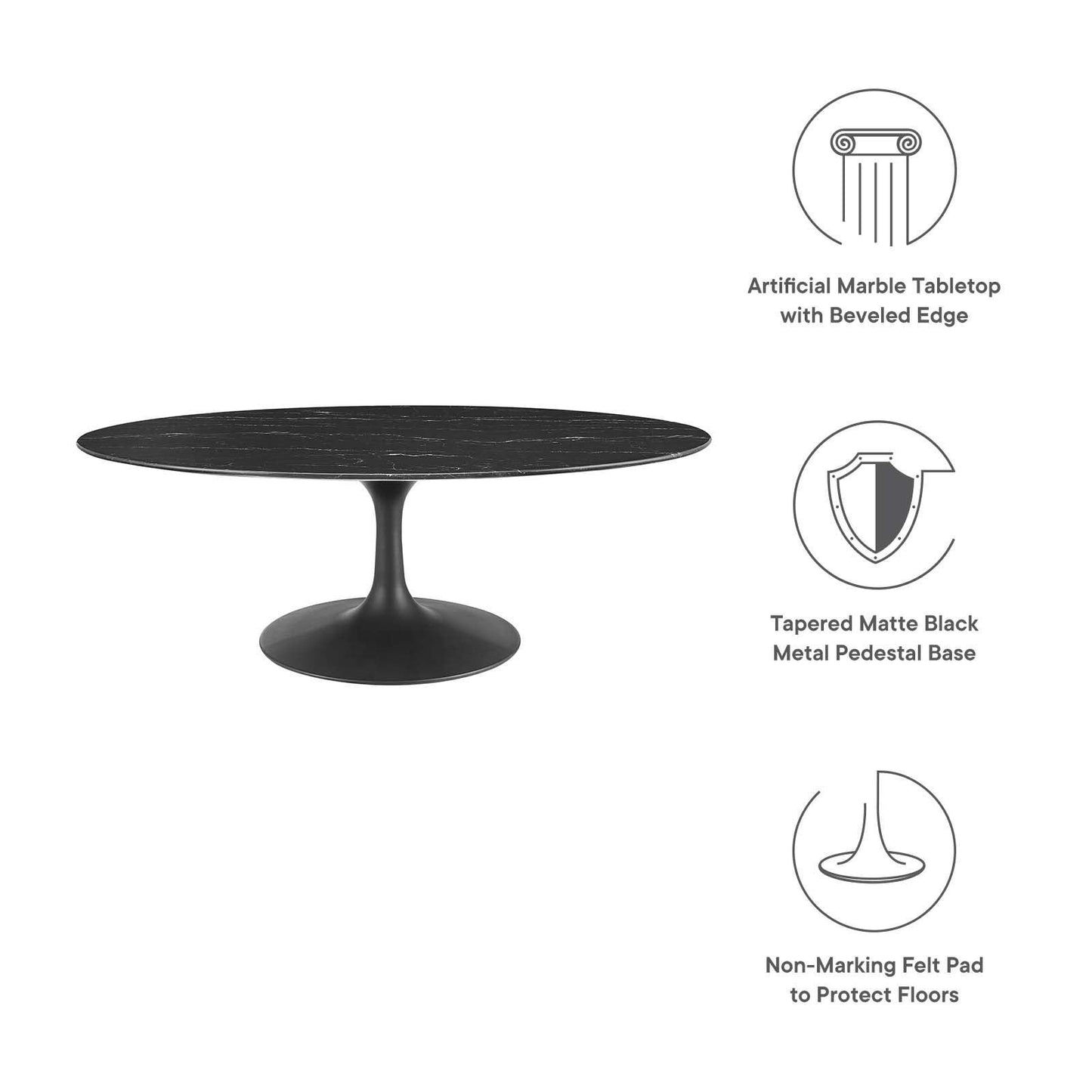 Lippa 48" Oval Artificial Marble Coffee Table, EEI-4886 FredCo