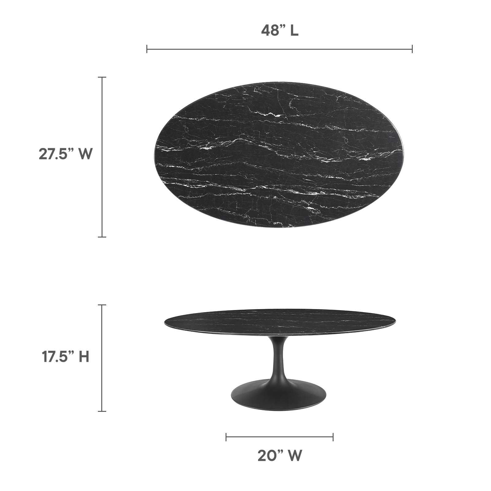 Lippa 48" Oval Artificial Marble Coffee Table, EEI-4886 FredCo