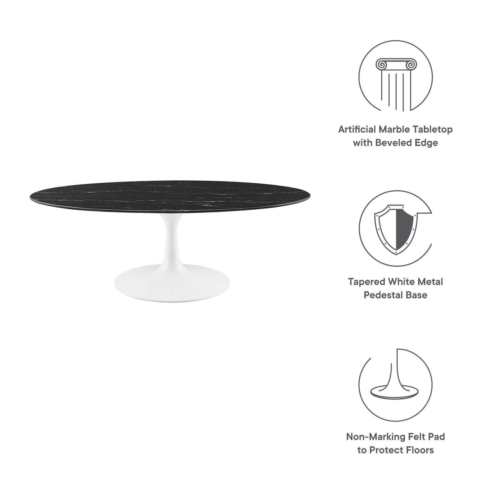 Lippa 48" Oval Artificial Marble Coffee Table, EEI-5193 FredCo