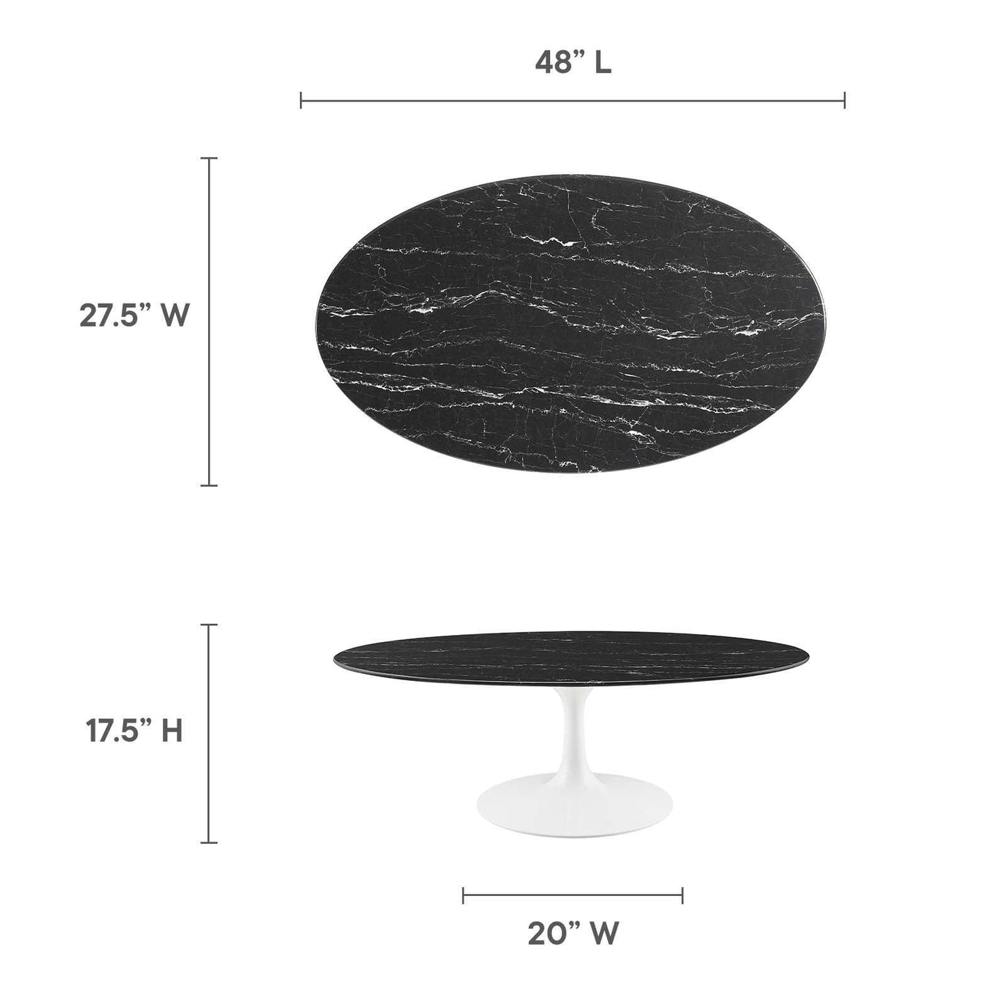 Lippa 48" Oval Artificial Marble Coffee Table, EEI-5193 FredCo